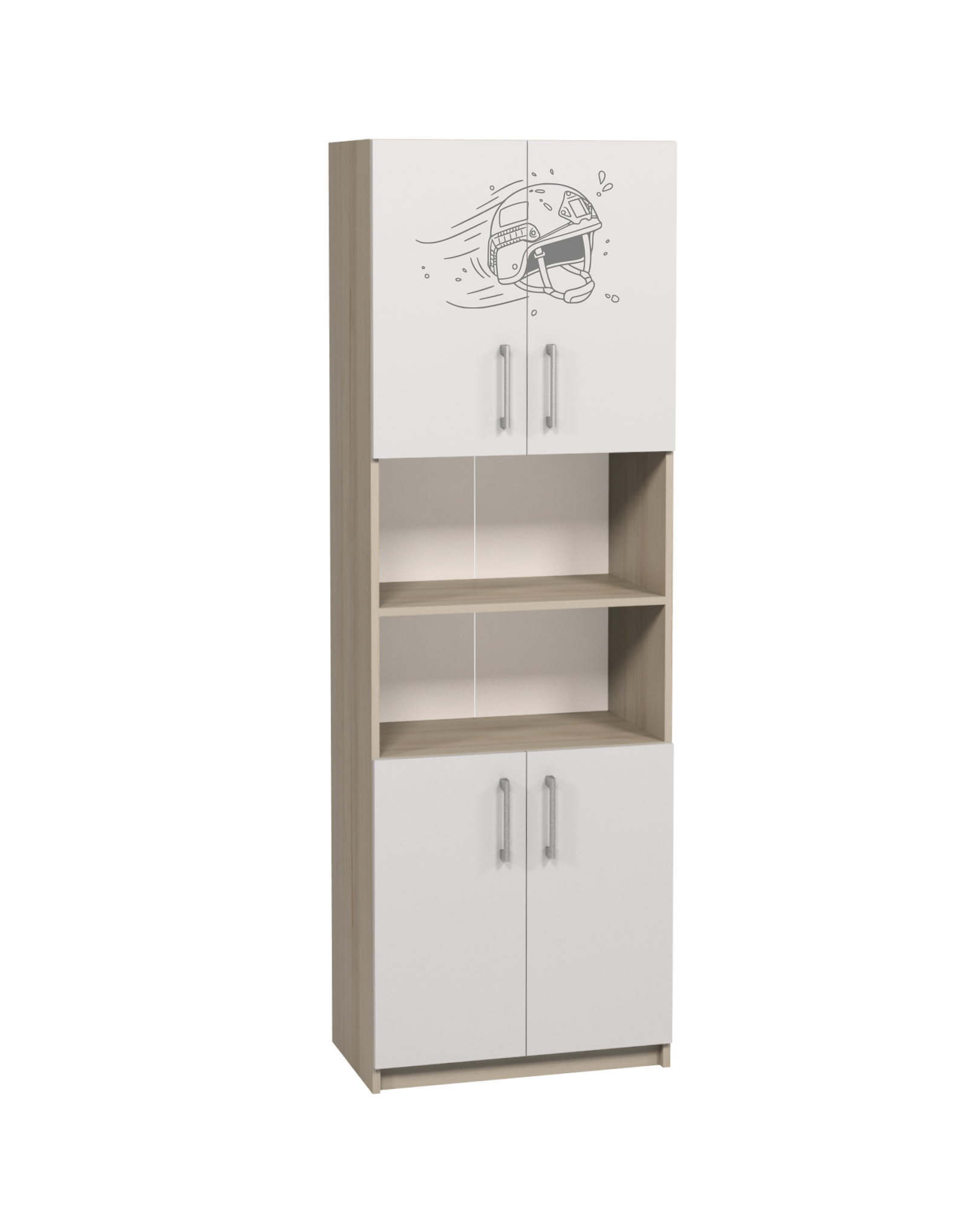 Шафа 4-х дверна з фотодруком для кабінетів "Захист України", напівзакрита з полицями, АЛМАНТ, 702х405х2115 мм.